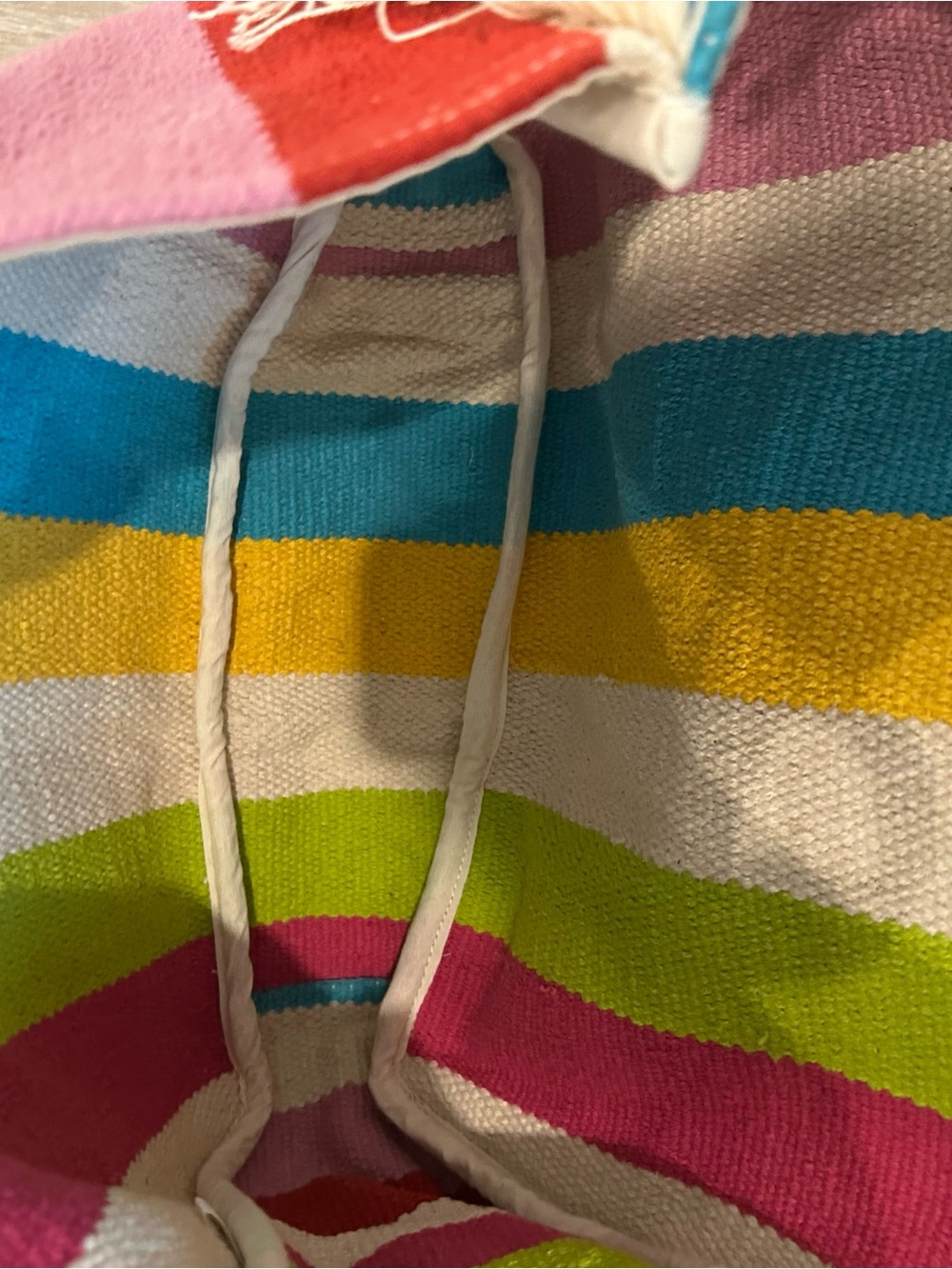 Antik Kraft Multicolor Striped Tote - White, Pink, Green, Yellow, Blue - Picture 6 of 7